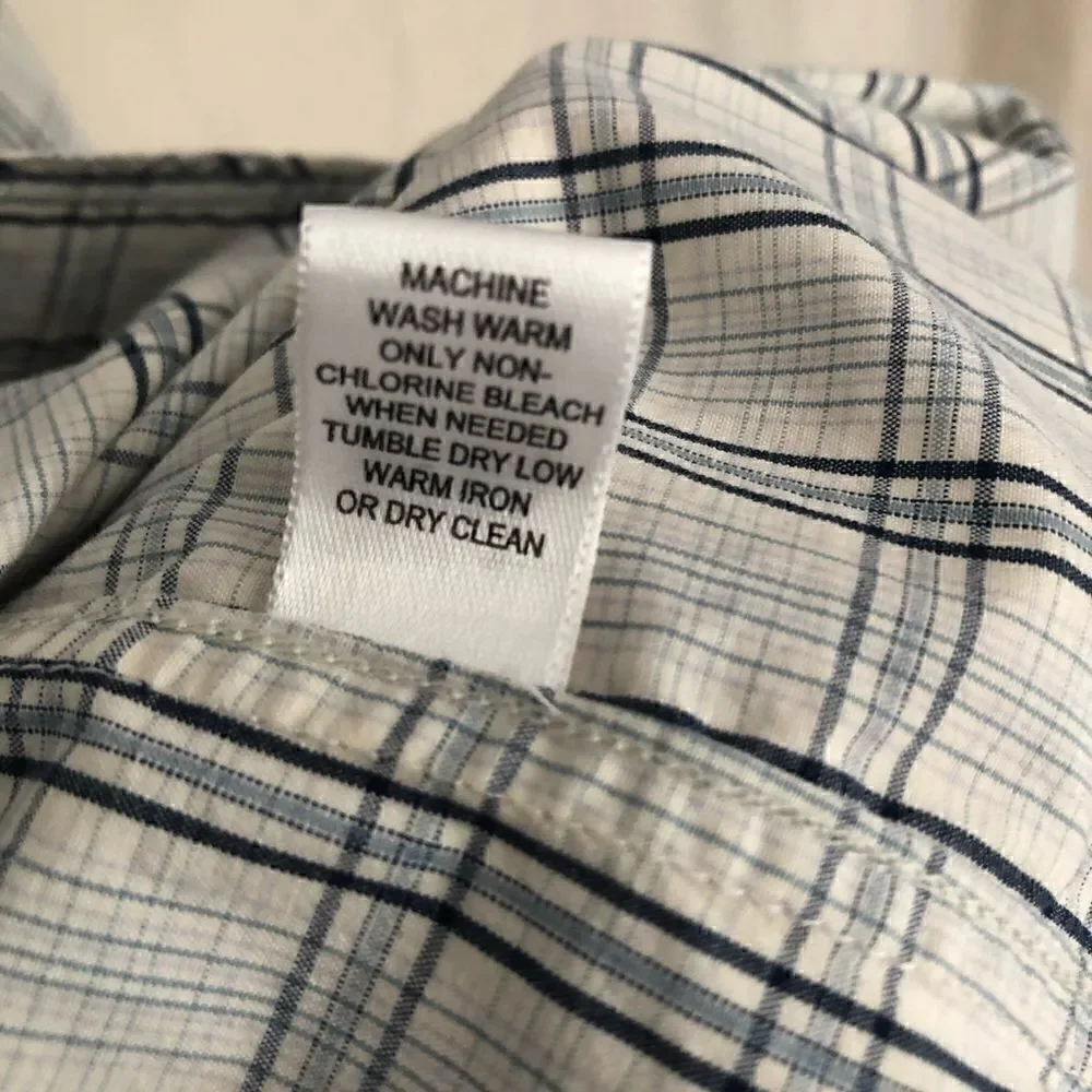 Banana Republic Shirt - Pearl Snaps - Long Sleeve - White/Blue - Western Style